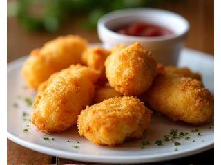 Knusprige Hähnchennuggets servierfertig